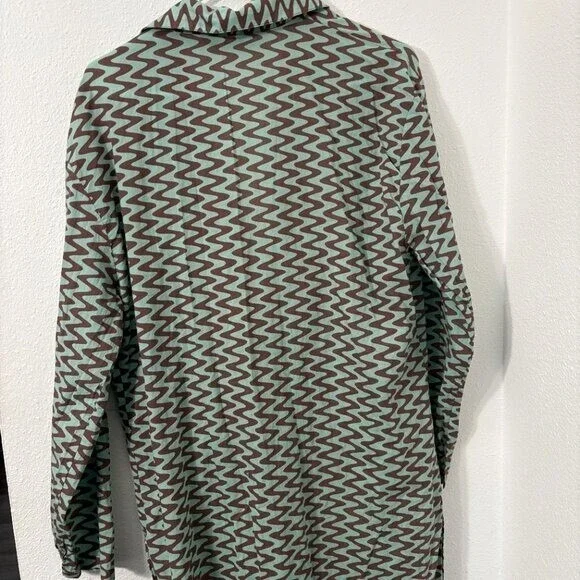 Zara Printed Tunic Long Sleeve Side Slit Front Tie Closure Retro Size XL - Picture 9 of 11